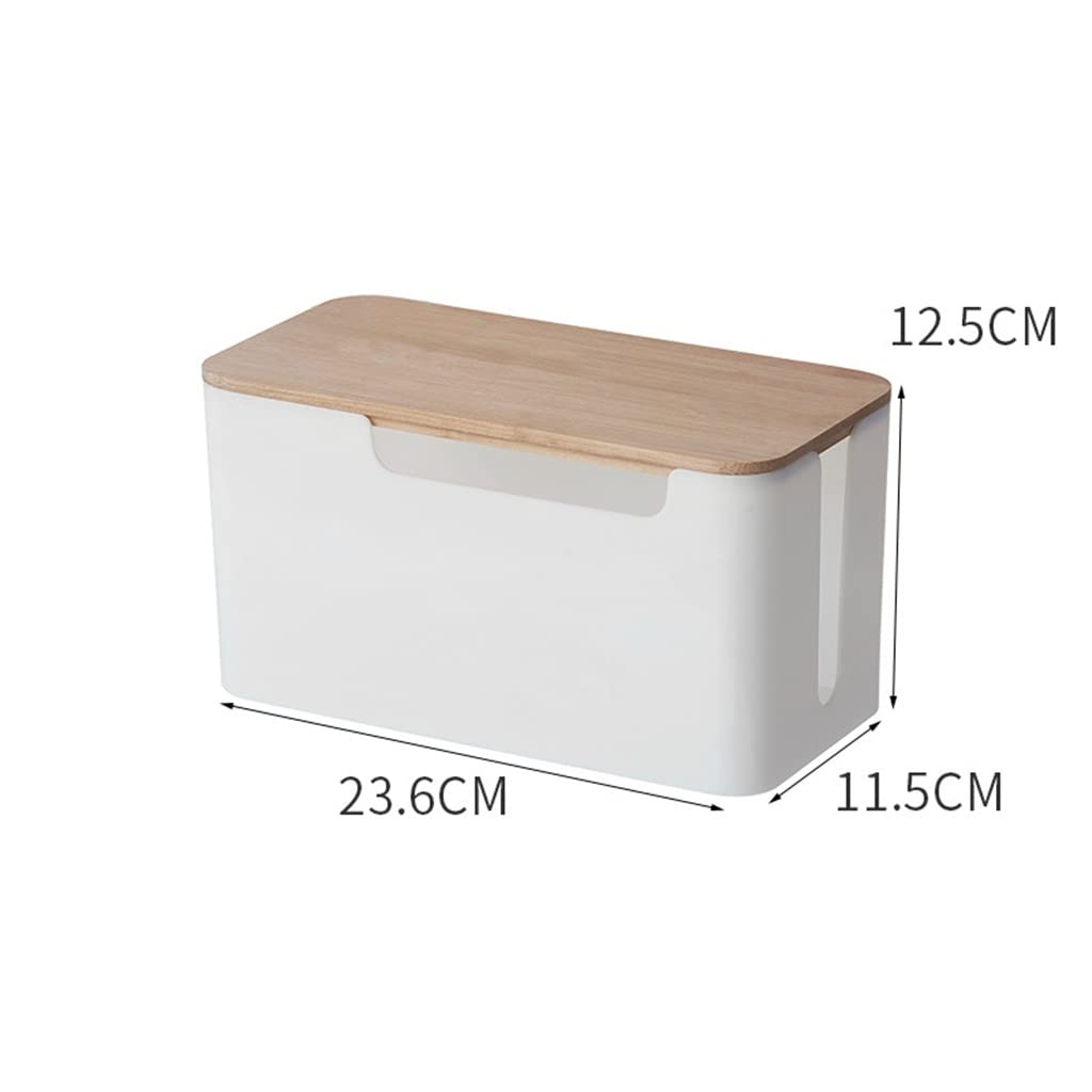 Caja de cables con cubierta de madera, regleta de alimentación, cargador de escritorio, organizador de escritorio, tablero de almacenamiento