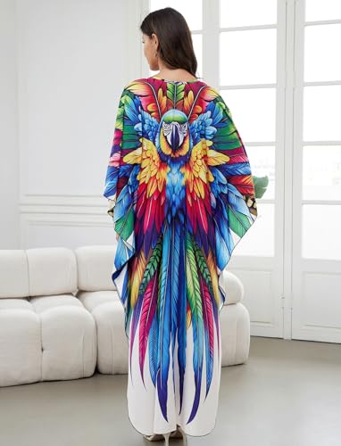Image of KECVOT Kaftan Dresses for Women Plus Size Batwing Sleeve Caftans Long Bathing Suit Cover Up Maxi Beach Dress Loungewear