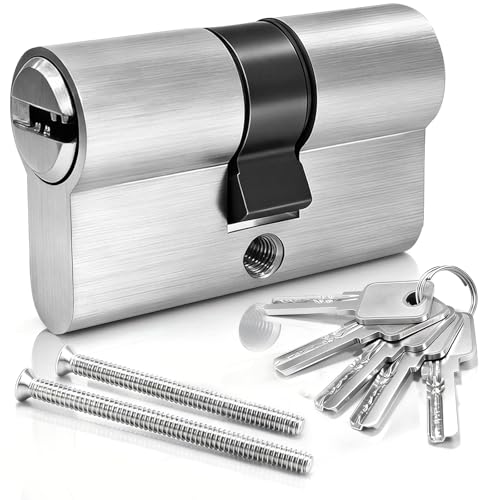 MANICAF Schließzylinder 25/25 mm, Profilzylinder 50mm, Tür Zylinderschloss Messing-Zink-Legierung, Euro-Zylinder für Dünne Türen, Innentüren, Kellertüren, Metalltüren, Zylinderschloss mit 5 Schlüsseln