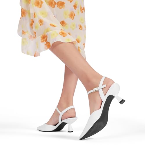 Women's Slingback Kitten Heels Closed Pointed Toe Pumps Dressy Strappy Ankle Office Low Heel Work Dress Shoes3