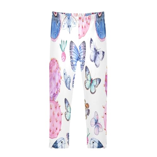 Bolaz Toddler Girls Leggings Printed Yoga Pants Leggings Pink Cactus Butterflies for Kids