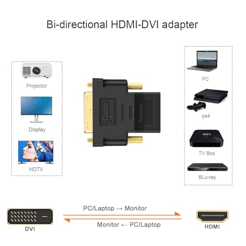 RODMED DVI (24+5) Pin Male to HDMI Female Adapter Connector Gold Plated - Black (Pack of 1) - Image 6