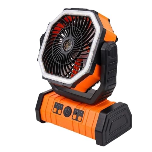 Tuesoa Ventilador de Batería de 10000 MAh Recargable con Gancho y Luz LED Brillante, Control Remoto, Temporizador, Oscilación Automática, Ventilador Inalámbrico B