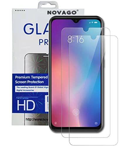 NOVAGO Compatible con Xiaomi 9SE, Xiaomi Mi Play – Pack de 2 protectores de cristal templado resistente, antigolpes, antiexplosión de pantalla (transparente más pequeños que la pantalla)