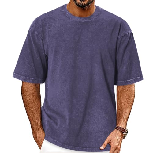 Image of Oversized Tshirts for Men Short Sleeve Vintage Washed Basic Loose Tees 2026