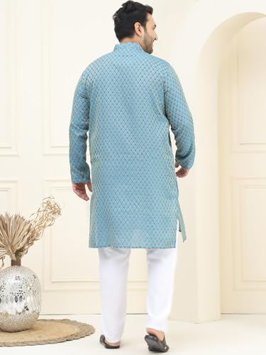 Image of SOJANYA PLUS (Since 1958) Men's Jacquard Silk Self design Kurta & Off-White Pyjama Set
