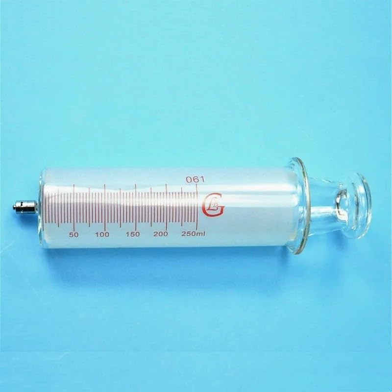 Jeringa de vidrio grande de 250 ml for laboratorio con orificio de vidrio/orificio Luer Lock, jeringa de muestreo de vidrio de 250 CC(Ruhr Locks caliber)