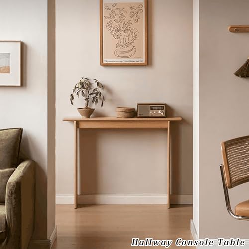Mesa consola estrecha para entrada moderna y mueble delgado de salón en madera 3