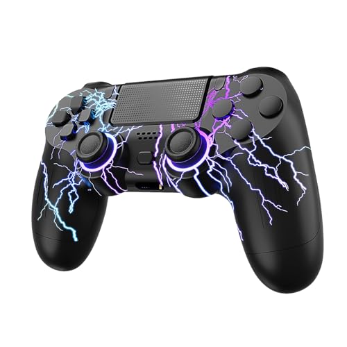 RCCBOOST Mando inalámbrico para ps4/pro slim, Controlador para ps4 con Batería 1000mah, Doble Vibración, Giroscopio de Seis Ejes, Jack audio de 3,5 mm,2024 Nuevo Controlador con Luz RGB(USB-C)