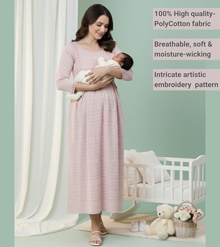 Image of DUMMY SHAPE Feeding Kurtis for Women Cotton Blend | Printed Pregnancy Flare Kurta with Dual Nursing Zippers to Pre & Post Partum | Maternity Dresses | Gifts for Pregnant Woman