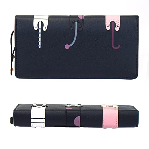 Mini Faux Leather Bifold Cute 3 Cat Zipper Clutch Wallet Handbag for Women Girls2