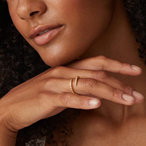 PAVOI 14K Gold Plated Cubic Zirconia Open Twist Eternity Band for Women4