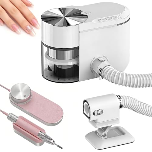 HNBYLMM Aspiradora para Polvo de Uñas y Taladro Eléctrica para Uñas, Aspiradora de Uñas Potente de 12 KPa, Torno para Uñas de 30 000 RPM, Ultrasilencioso ≤60 dB, SuccióN y Ángulo Ajustables Pink