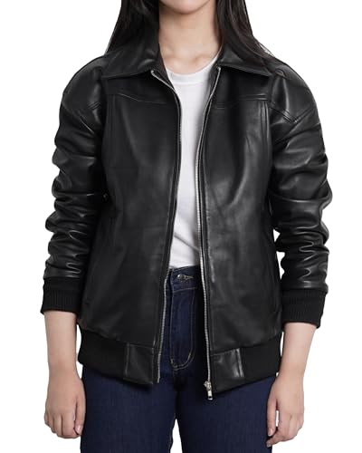 Decrum Oversized Leather Jacket Women - Trendy Real Lambskin Womens Leather Jacket
