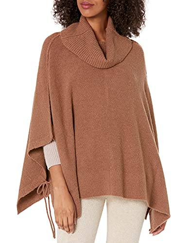 Cable Stitch Women's Cozy Cowl Neck Poncho - 3/4 Sleeve Oversized Turtleneck Sweater Pullover Cape Top