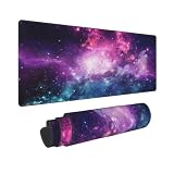 Galaxy Star Abstract Space Blue Purple Gaming Keyboard Mouse Pad Mousepad Desk Mat Huge Extended XL Rubber Sole for Home Office 31.5"X 11.8"
