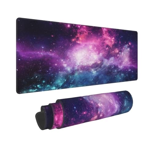 Galaxy Star Abstract Space Blue Purple Gaming Keyboard Mouse Pad Mousepad Desk Mat Huge Extended XL Rubber Sole for Home Office 31.5"X 11.8"