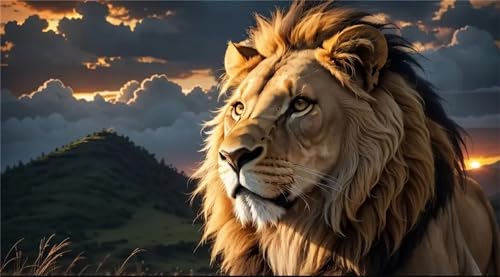 Peinture Diamant Adulte Lion 5D avec Strass Cristal et Grande Toile
