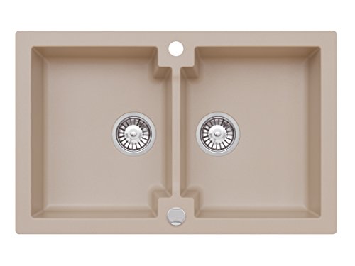 Einbau Spüle Mojito 160 für 80er Axigranit Doppelbecken Küchenspüle 79 x 50 cm (Axis Caffee Latte) Cover