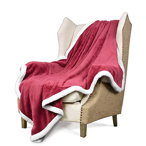 Mink Fleece Plush Throw Wine Blanket Size 50" X 60" Bedding Fleece Reversible Blanket For Bed And Couch, Super Soft Comfy Warm Fuzzy All Season Throw Blanket #TOP11