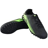 Vizari Kid's Santos JR TF Turf Soccer Shoes for Boys and Girls | Turf Cleats for Hard Indoor Outdoor Surfaces Fields (Black/Green, 10 US Toddler)