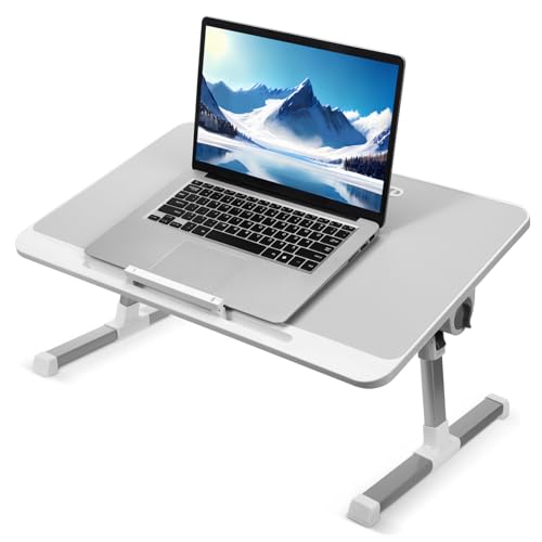 NUOBESTY Adjustable Bed Desk for Laptop Portable Multi-Functional Lap Desk Rounded Edges Sturdy Material Easy Storage for Home Office and Study