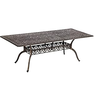 Grepatio Patio Dining Table - Outdoor Cast Aluminum Large Rectangular Table Weather-Resistant Table with 2" Umbrella Hole, People Party Lawn Backyard Garden Bronze, Blak 86.6"(L) x 59"(W) x 28.4"(H) Grepatio Patio Dining Table Outdoor Cast Aluminum Large Rectangular Table Weather Resistant Table with 2 Umbrella Hole People Party Lawn Backyard Garden Bronze Blak 866L x 59W x 284H