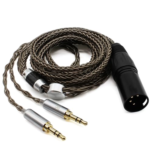 Miniatura 2 de Youkamoo Cable De Repuesto De Audio Trenzado De 8 Núcleos Xlr De 4 Pines Chapado En Plata, Compatible Con Auriculares Hifiman He4xx, He-400i Versión De 2 X 3,5 Mm