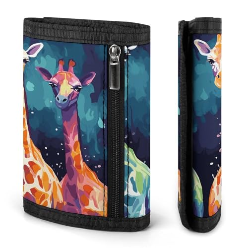 Colorful Giraffe Fans Lovers Trifold Wallet for Men - Money Clip Slim Wallets with Multiple Card Slots Minimalist Small Front Pocket Wallet for Everyday Carry3