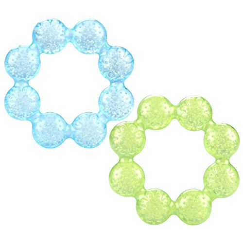 Nuby IcyBite Soother Ring Teether, Blue/Green