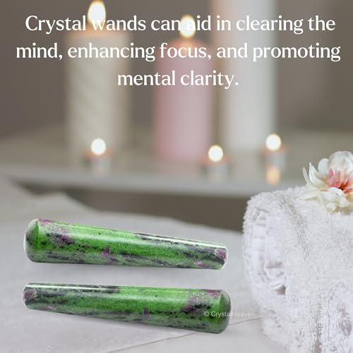 Image of Ruby Zoisite Crystal Wand - Smooth Crystal Wand for Energy Healing, Chakra Balancing, Meditation and Home Decor - Crystals and Healing Stones for Gift