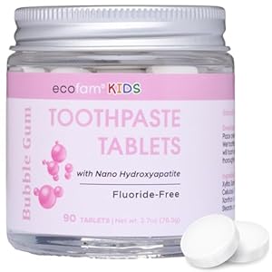 Toothpaste Tablets – Bubble Gum | Chewable Toothpaste Tablets for Fresh Breath | Fluoride Free | Nano Hydroxyapatite Toothpaste | 90 Tablets