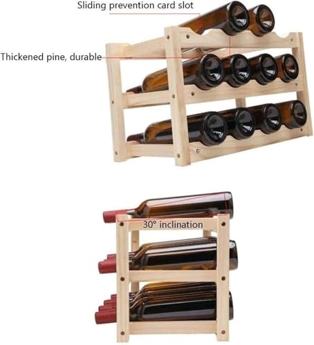 Soporte para botellas de vino de madera 12 botellas miniatura 3