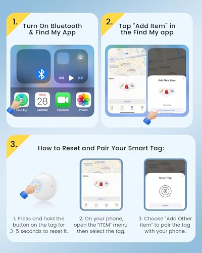 Image of Air Tracker Tags-4 Pack, Smart Bluetooth Tracker Works with Apple Find My (iOS Only), Item Finder Key Finder with Replaceable Battery, Tracker Tag Locator for Keys, Luggage, Suitcases and Bags (White)