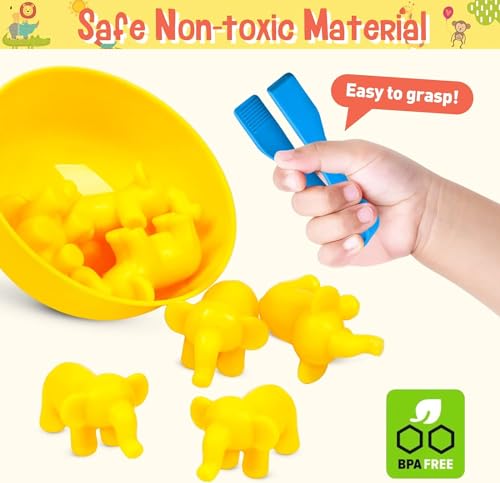 Image of Counting Animals Game Color Sorting Toys with Bowls Montessori STEM Sensory Training Early Educational Preschool Learning Toy Gift for Toddlers Kids Ages 3 4 5 6 (Animals)
