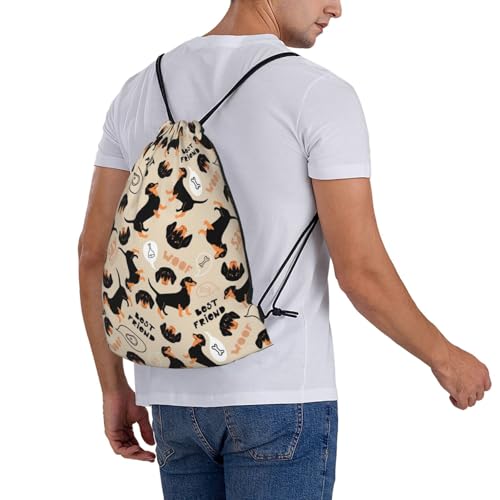 YOFIEN Dackel 3 Wasserfester Rucksack mit Kordelzug für Damen und Herren, Sport- und Fitnessstudio-Sackpack