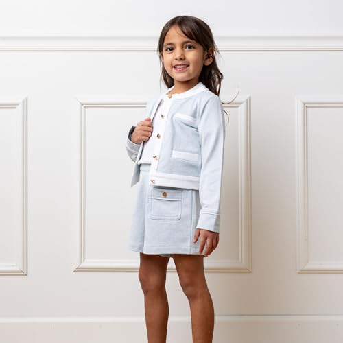 Hope & Henry Girls Girls' Organic French Terry Contrast Trim Cardigan2