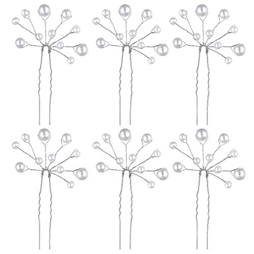 Preisvergleich Produktbild Pixnor 6 Stk. Perlen Strass Hochzeit Brautschmuck Braut Haarschmuck Strass Haarklammer