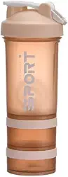 Coqueteleira Whey Shakeira Academia com Misturador, 650 ml, Compartimentos para Suplementos, Antivazamento (Peach)