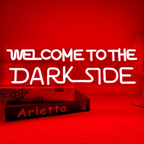 Artlast Welcome to the Dark Side Neon Sign Light Red LED NeonSigns for Game Room Man Cave Bedroom Wall Decor Birthday Gift USB Powered Dimmable Wall Sign