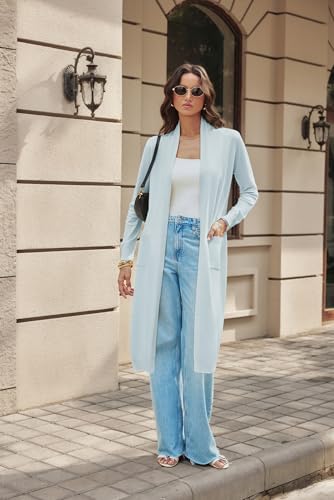 Image of GRACE KARIN Essential Solid Open Front Maxi Long Knitted Cardigan Sweater for Women