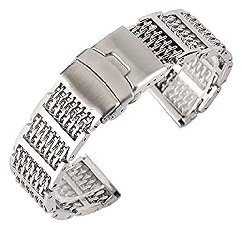 Bande de montre en acier inoxydable silver 24mm avec fermoir déployant de luxe