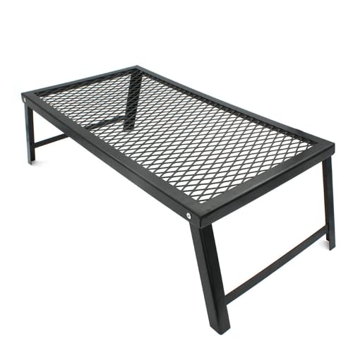 Table de stockage de barbecue pliable noire pour camping - 6