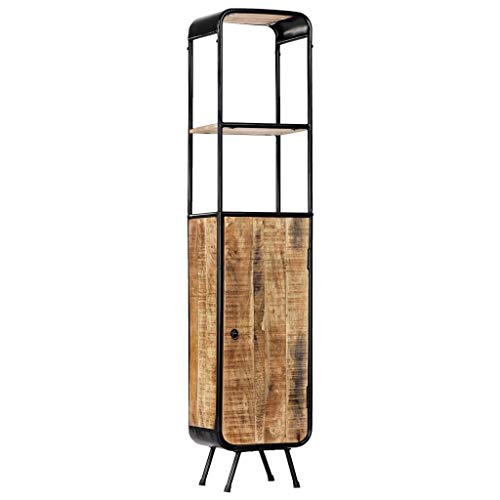 Tidyard Buffet (avec 1 Porte et 2 étagères) en Bois de Manguier Solide Brut Durable et Solide Style Vintage 40 x 30 x 180 cm