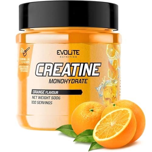 Creatin Monohydrat 500g - Kreatin mit Geschmack - Taurin Kreatin Pulver. 100 Portionen - Perfekt Löslich, Vegan & Mikronisiert, 3 Monate Vorrat - Evolite Nutrition