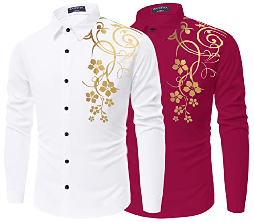 Image of Combo of Men Cotton Polyester Blend Regular Fit Striped Full Sleeve Casual Shirt Pack of 2
