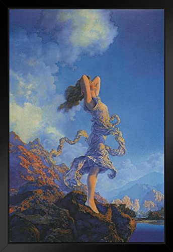 Maxfield Parrish Ecstasy Realism Romantic Artwork Woman Portrait Oil Painting Wall Art Renaissance Art Prints Canvas Fantasy Landscape Painting Black Wood Framed Art Poster 14X20 #TOP15