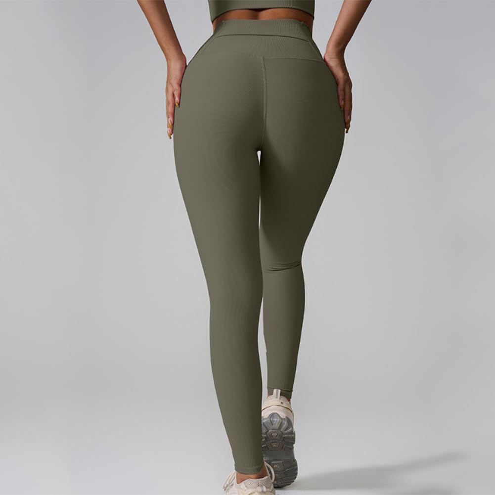 Donna Vita Alta Dimagranti Senza Cuciture Pantaloni Yoga Pantacollant Fitness Leggins Sportivi