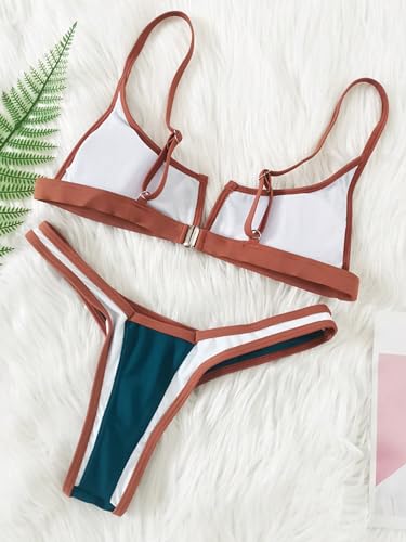 WDIRARA Women's Colorblock Contrast Binding Bikini Swimsuit 2 Piece Bathing Suit3