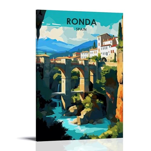 Voyage à Ronda Espagne avec cette affiche vintage ouweri, décoration murale pour chambre